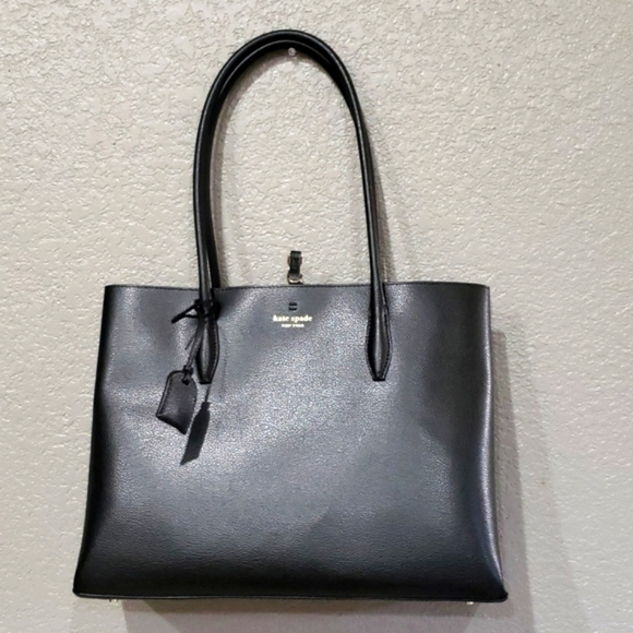 Kate Spade black Leather tote bag size Large New - Picture 3 of 9